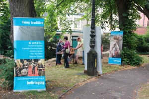 The banners in the churchyard