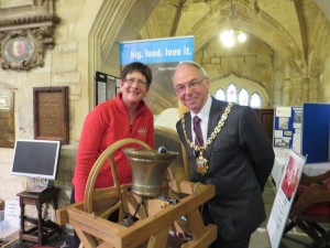 Liz Coke & the Mayor looking at the model bell