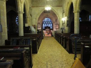 The church floor boarded out